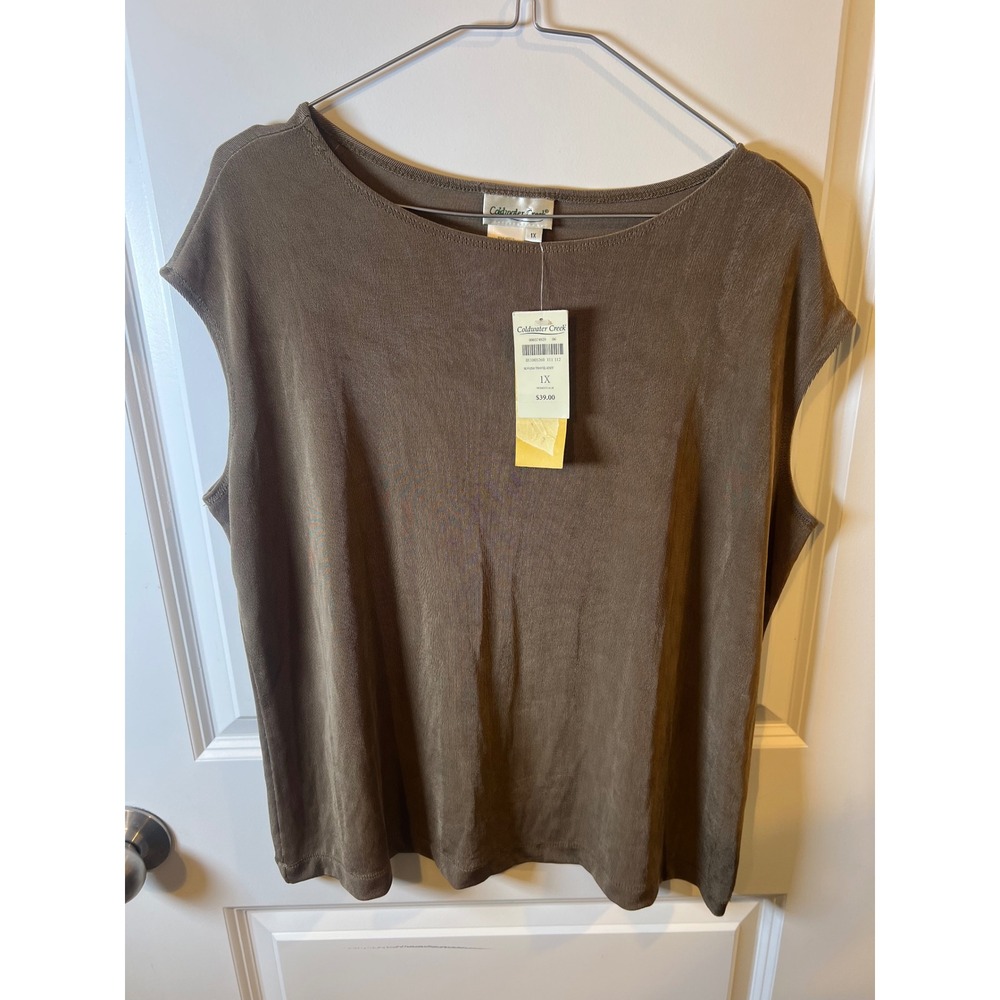 Coldwater Creek Womens Sleeveless Top Travel Knit Brown 1X NWT